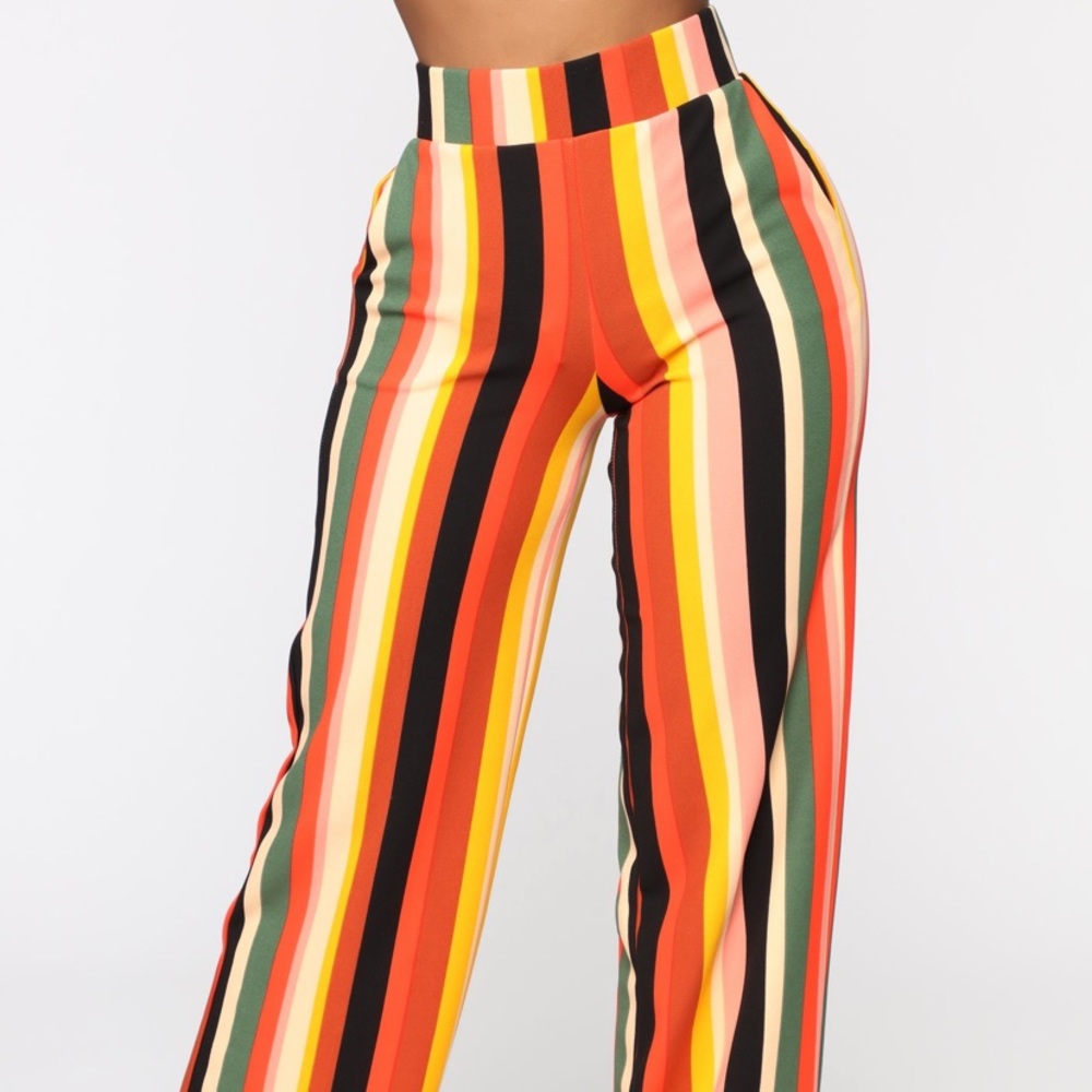 Wide leg stripped pants